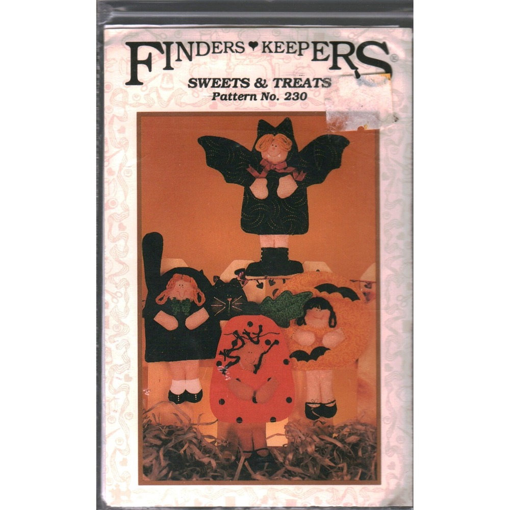 Finders Keepers Sweets & Treats Halloween Folk Doll Ornaments Pattern Vintage